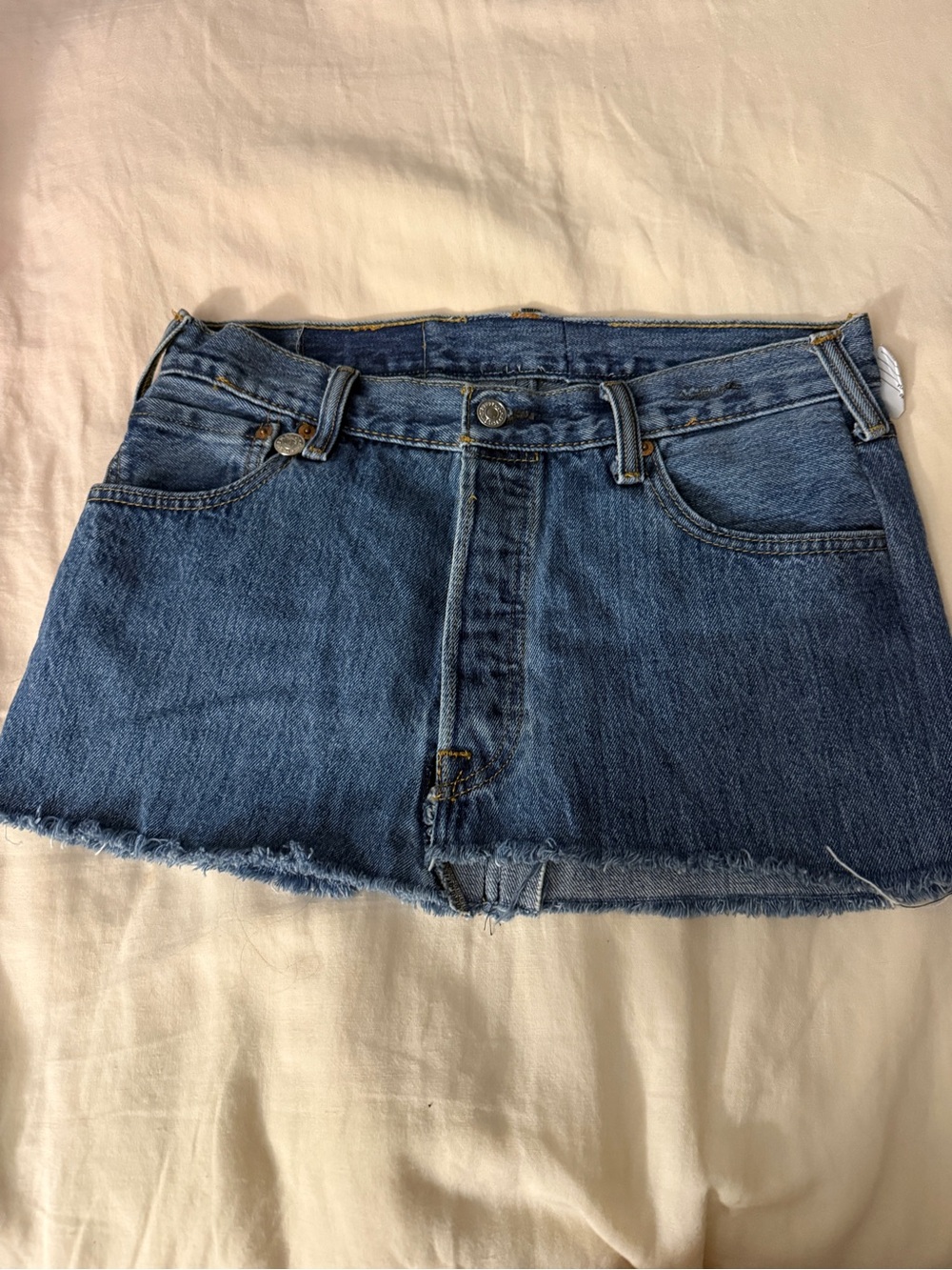 Levi's Dark Blue Denim Mini Skirt - Raw Hem